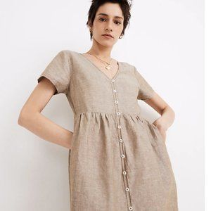 Madewell Linen-Blend Alexandra Button-Front Mini Dress
